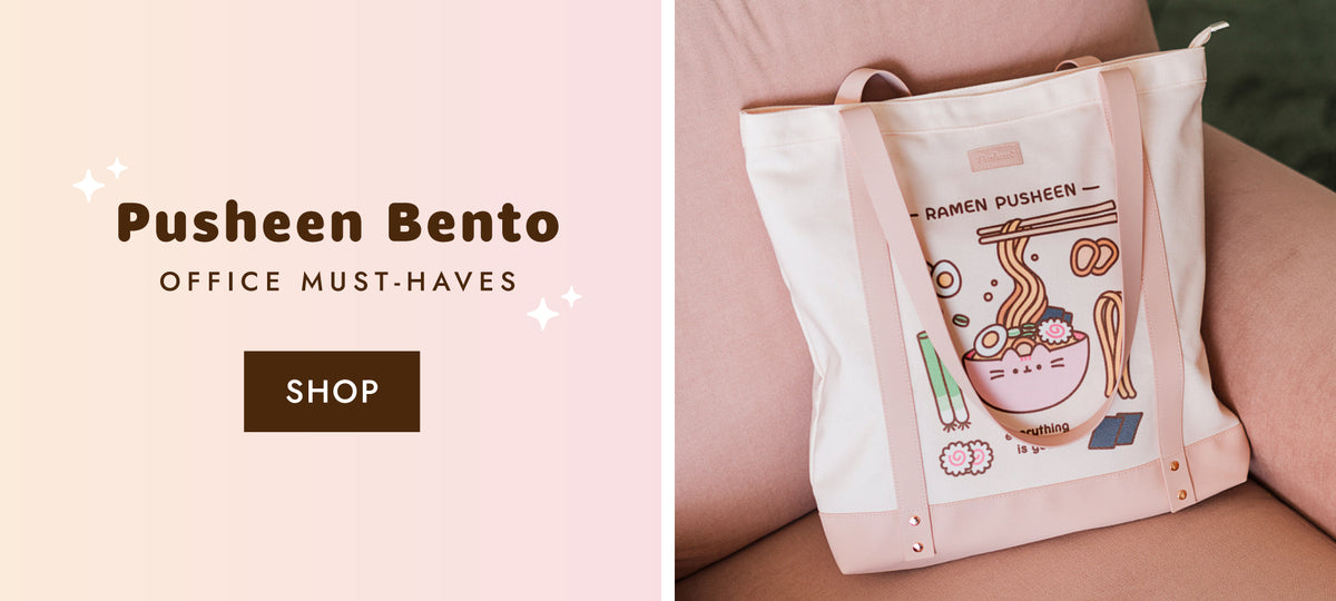 New Pusheen Bento Box Office Accessories including a ramen-themed tote bag