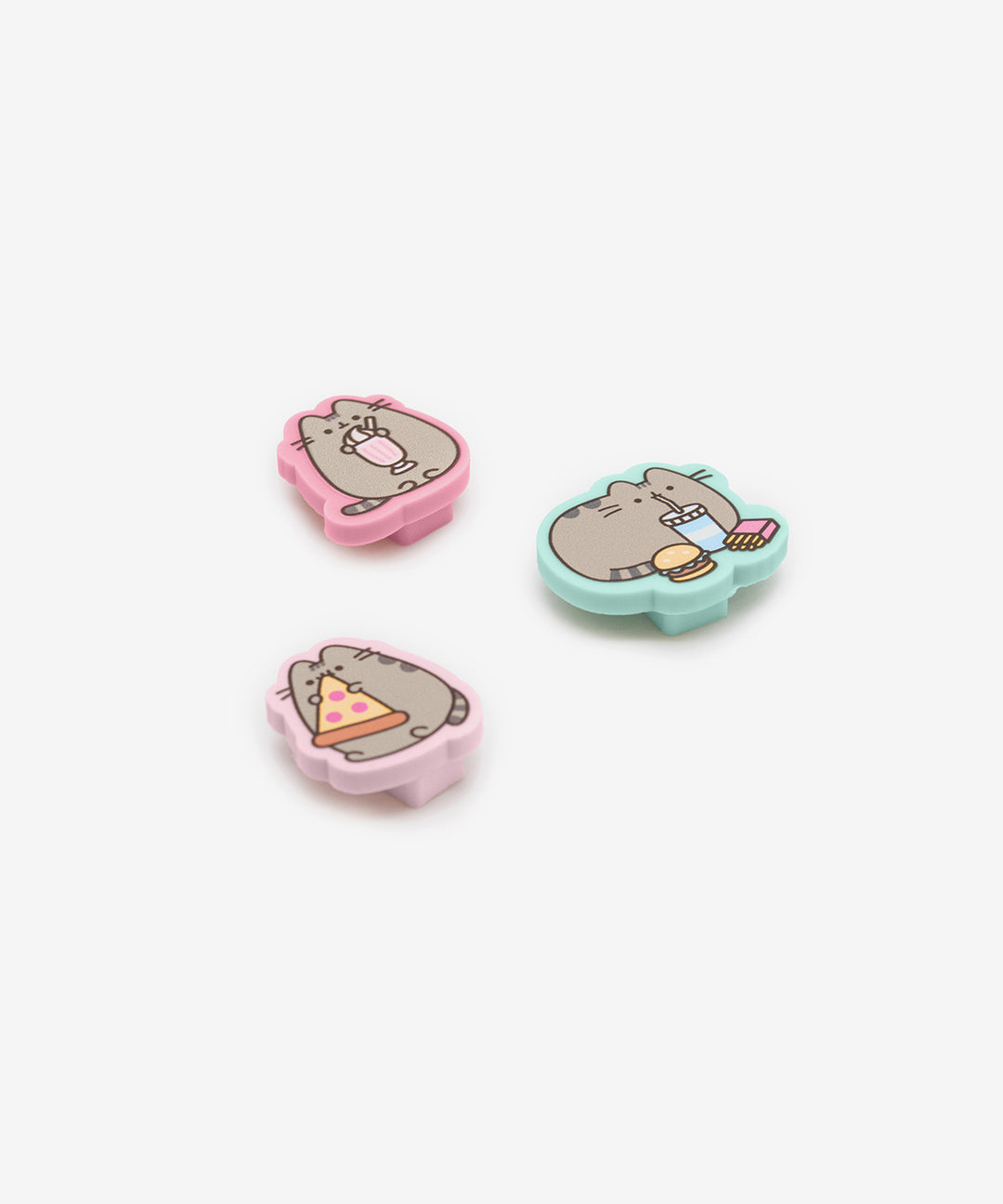 Side view of the slide-on pet collar charms to show the thickness of each rubber accessory charm.