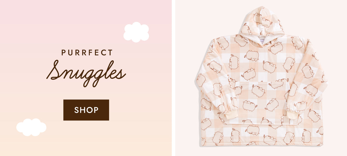 New Pusheen Plaid Wearable Blanket Hoodie is an oversized hoodie with a sherpa lining