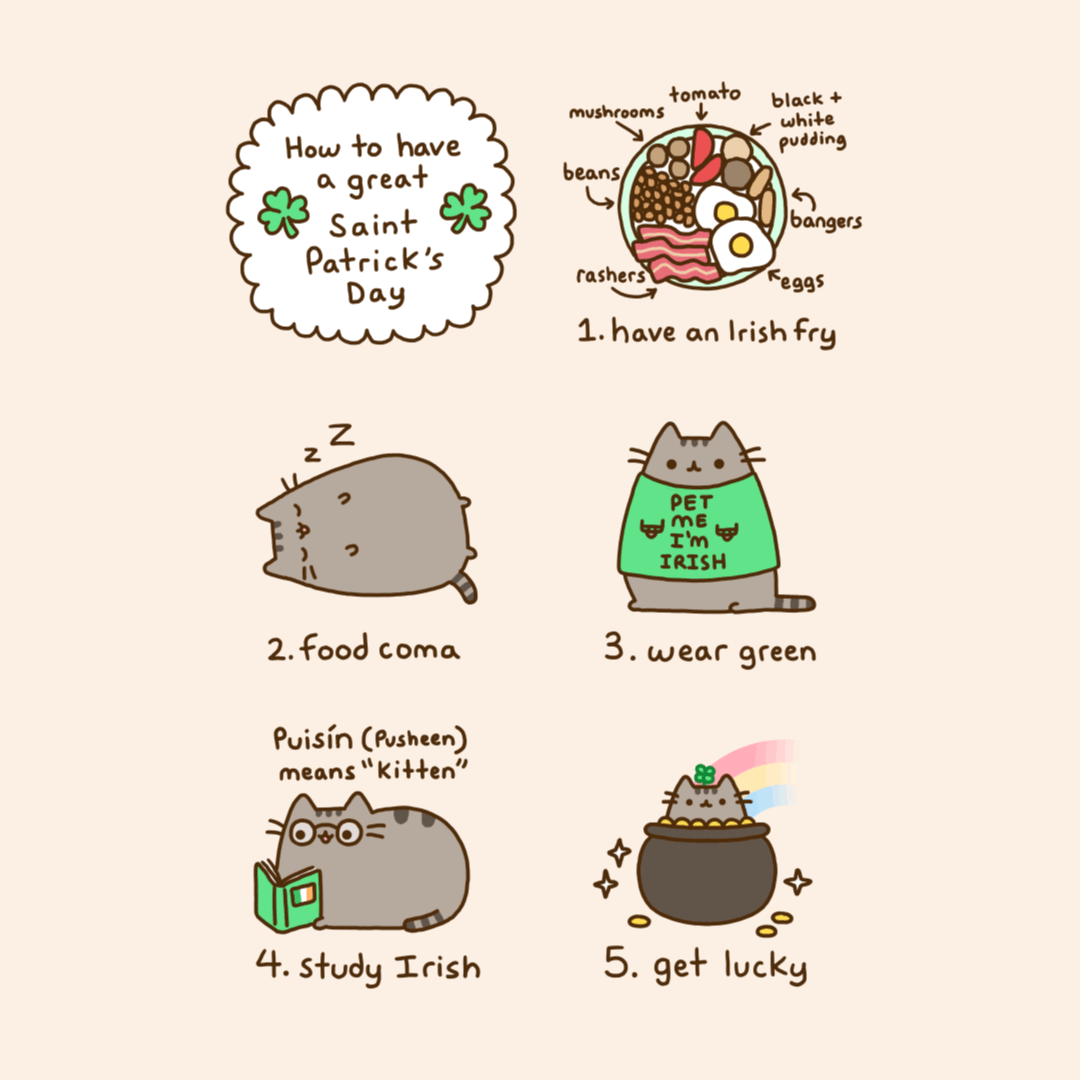 Pusheen : How to Have a Great St. Patrick’s Day.