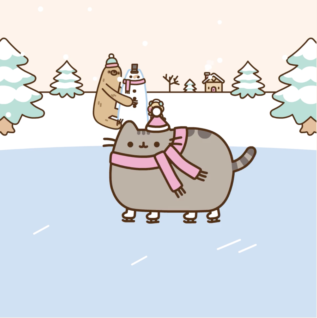 pusheen cat winter