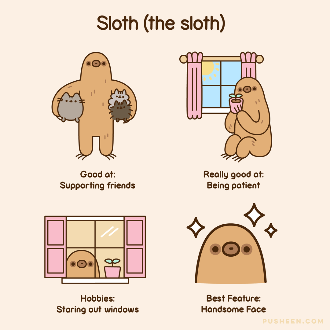 pusheen with sloth