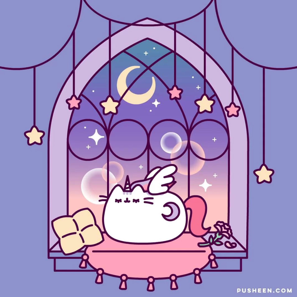 pusheen on a unicorn