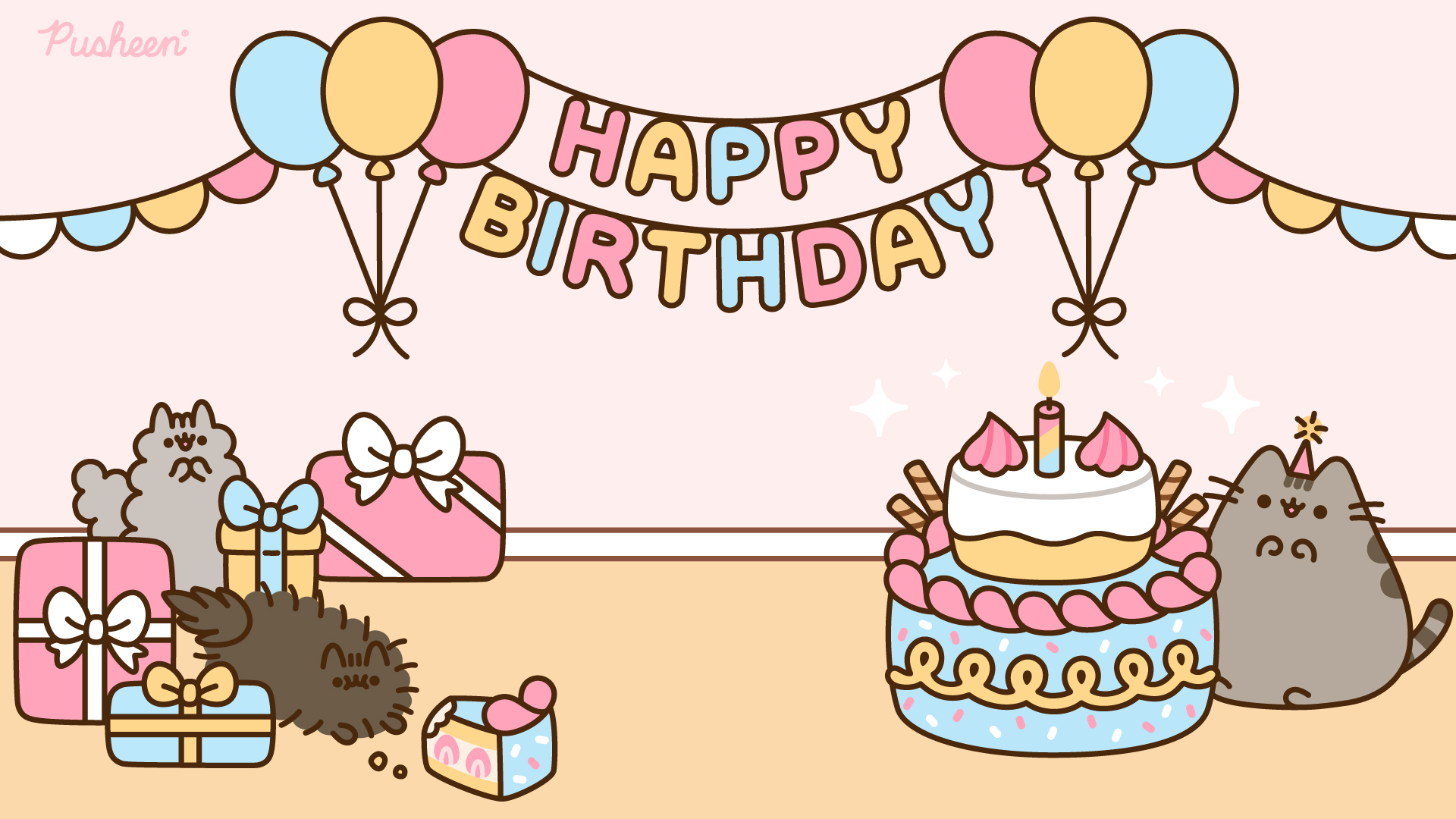 Pusheen Zoom Backgrounds Pusheen Pusheen Happy Birthday Cute