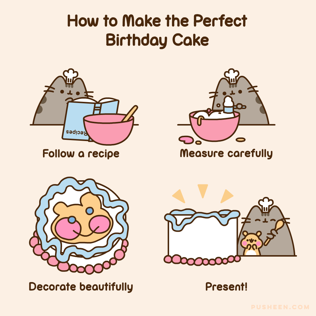 Pusheen The Cat How To Have A Perfect Birthday Blank 