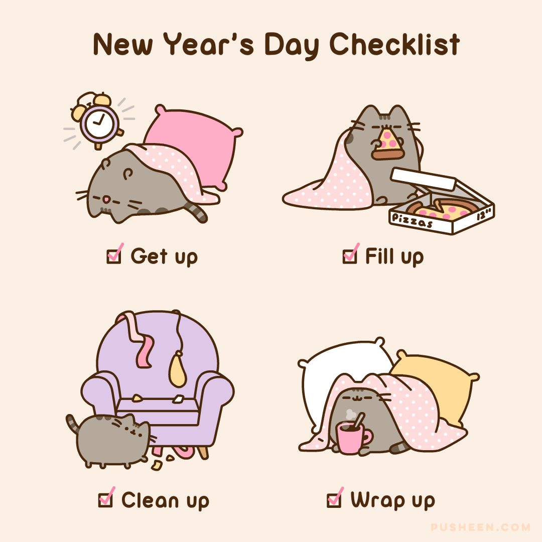 Pusheen New Year’s Day Checklist