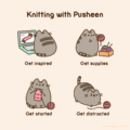Knitting with Pusheen