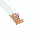 Pusheen Sledding